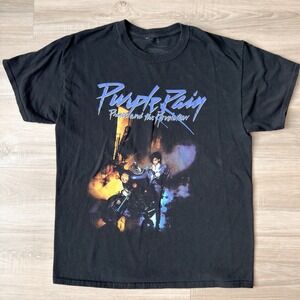 Prince Purple Rain Graphic Tee Black Band Shirt Vintage Style Music Tee Large